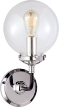 Bistro Single Light Sconce | Polished Nickel and Black | Clear Glass