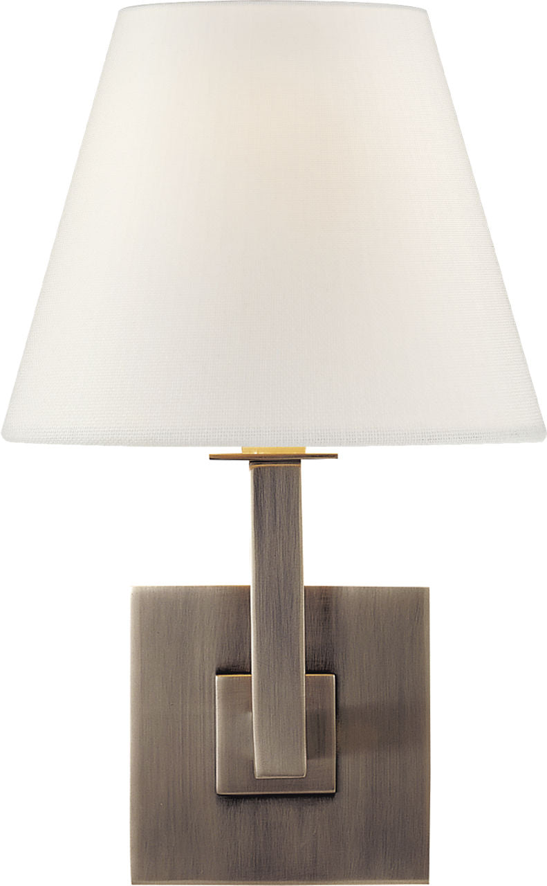 Architectural Wall Sconce | Brushed Steel | Linen Shade