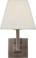 Architectural Wall Sconce | Brushed Steel | Square Linen Shade