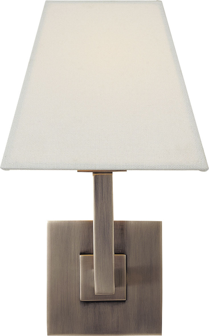 Architectural Wall Sconce | Brushed Steel | Square Linen Shade