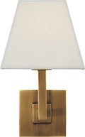 Architectural Wall Sconce | Hand-Rubbed Antique Brass | Square Linen Shade