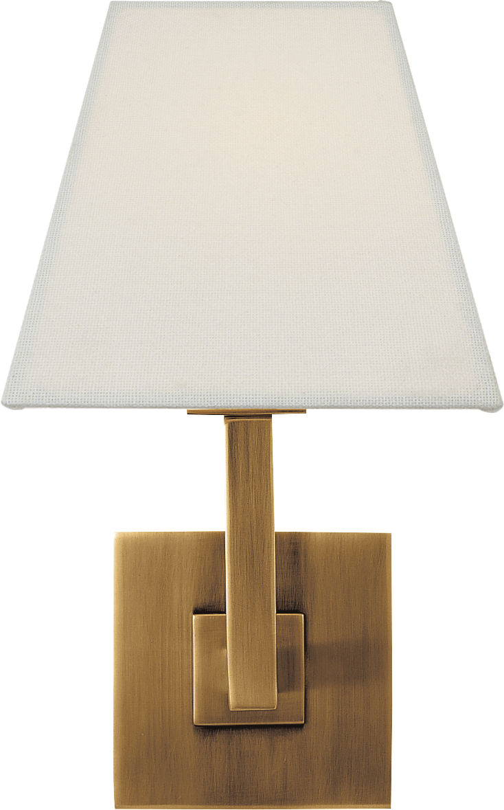 Architectural Wall Sconce | Hand-Rubbed Antique Brass | Square Linen Shade