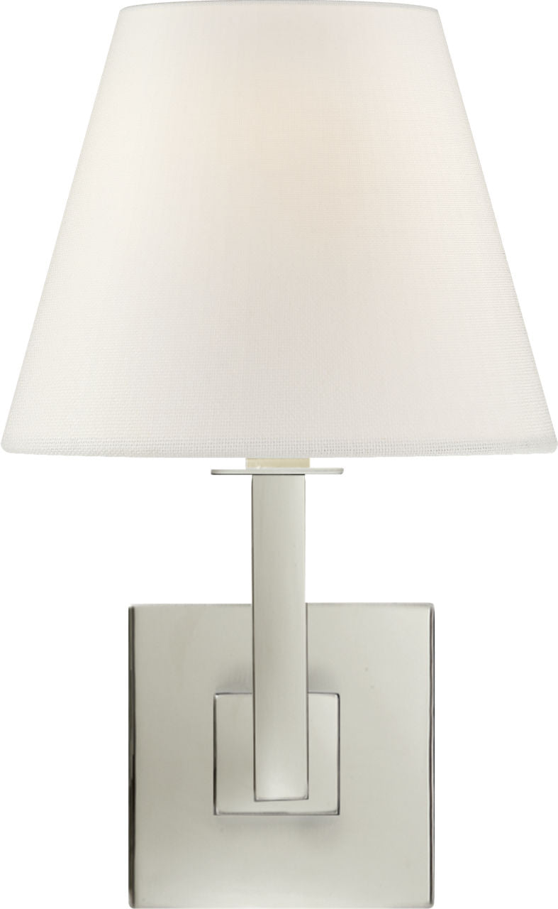 Architectural Wall Sconce | Polished Nickel | Linen Shade