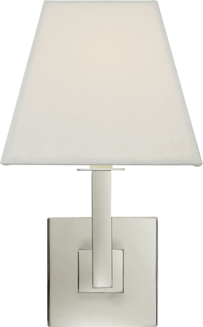 Architectural Wall Sconce | Polished Nickel | Square Linen Shade