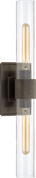 Presidio Petite Double Sconce | Bronze | Clear Glass