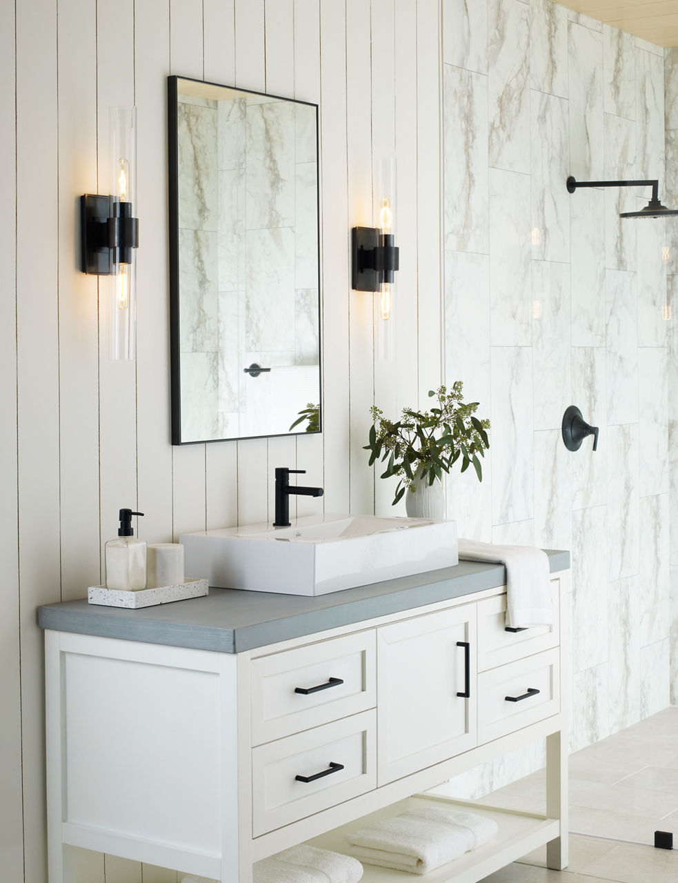 Presidio Petite Double Sconce | Bronze | Clear Glass