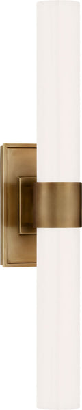 Presidio Petite Double Sconce | Hand-Rubbed Antique Brass | White Glass