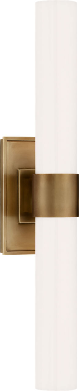 Presidio Petite Double Sconce | Hand-Rubbed Antique Brass | White Glass