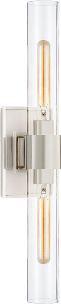 Presidio Petite Double Sconce | Polished Nickel | Clear Glass