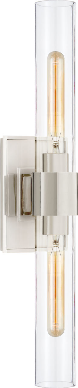 Presidio Petite Double Sconce | Polished Nickel | Clear Glass