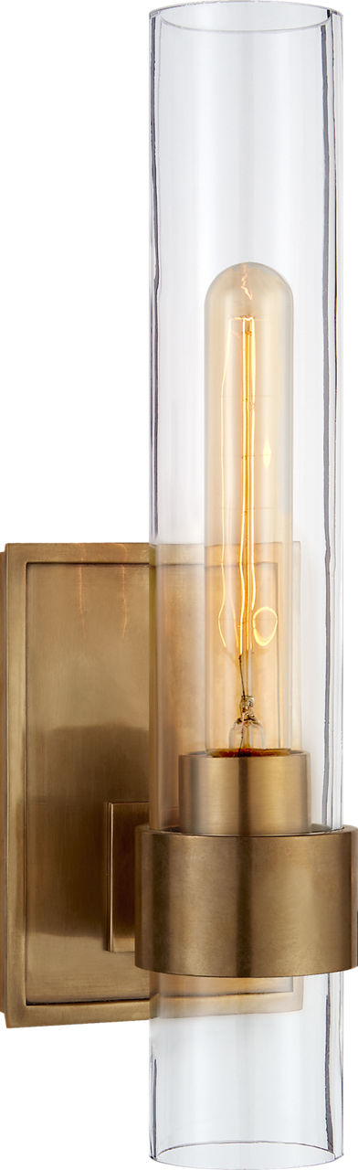 Presidio Petite Sconce | Hand-Rubbed Antique Brass | Clear Glass
