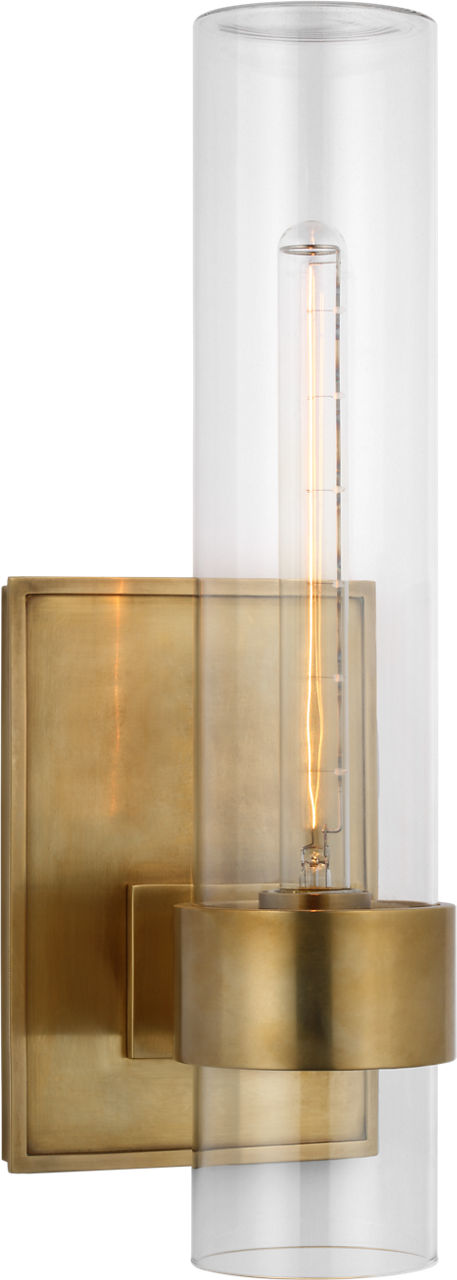 Presidio 18" Outdoor Sconce | Hand-Rubbed Antique Brass | Clear Glass