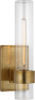 Presidio 18" Outdoor Sconce | Hand-Rubbed Antique Brass | Clear Glass