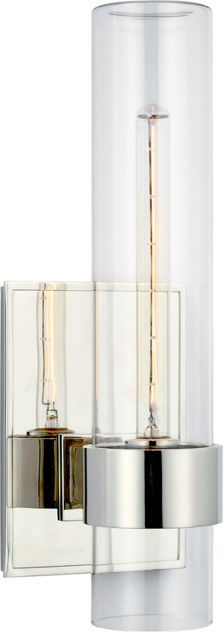 Presidio 18" Outdoor Sconce | Polished Nickel | Clear Glass
