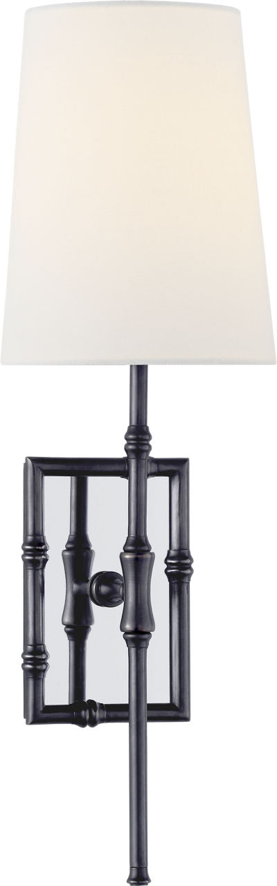 Grenol Single Modern Bamboo Sconce | Bronze | Linen Shade