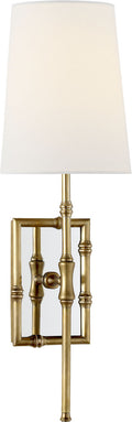 Grenol Single Modern Bamboo Sconce | Hand-Rubbed Antique Brass | Linen Shade