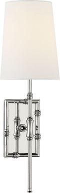 Grenol Single Modern Bamboo Sconce | Polished Nickel | Linen Shade