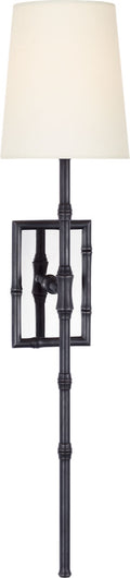 Grenol Single Bamboo Tail Sconce | Bronze | Linen Shade