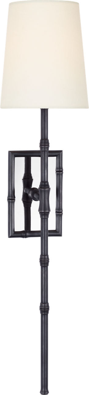 Grenol Single Bamboo Tail Sconce | Bronze | Linen Shade