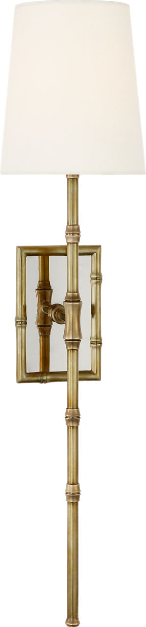 Grenol Single Bamboo Tail Sconce | Hand-Rubbed Antique Brass | Linen Shade