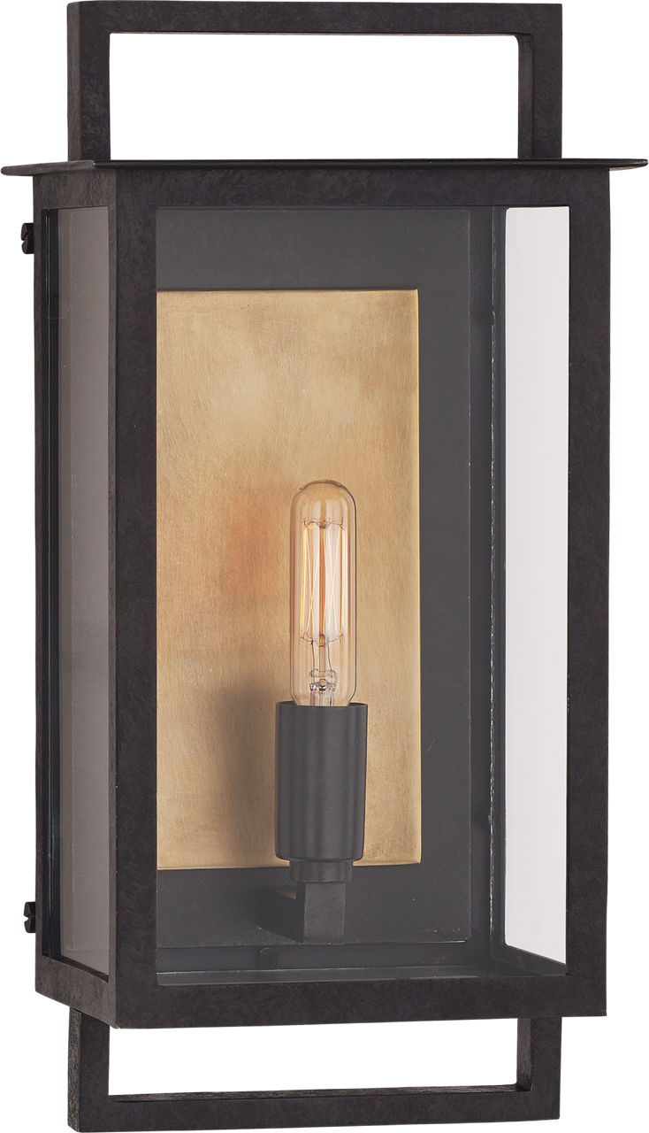 Halle Small Wall Lantern | Aged Iron and Clear Glass