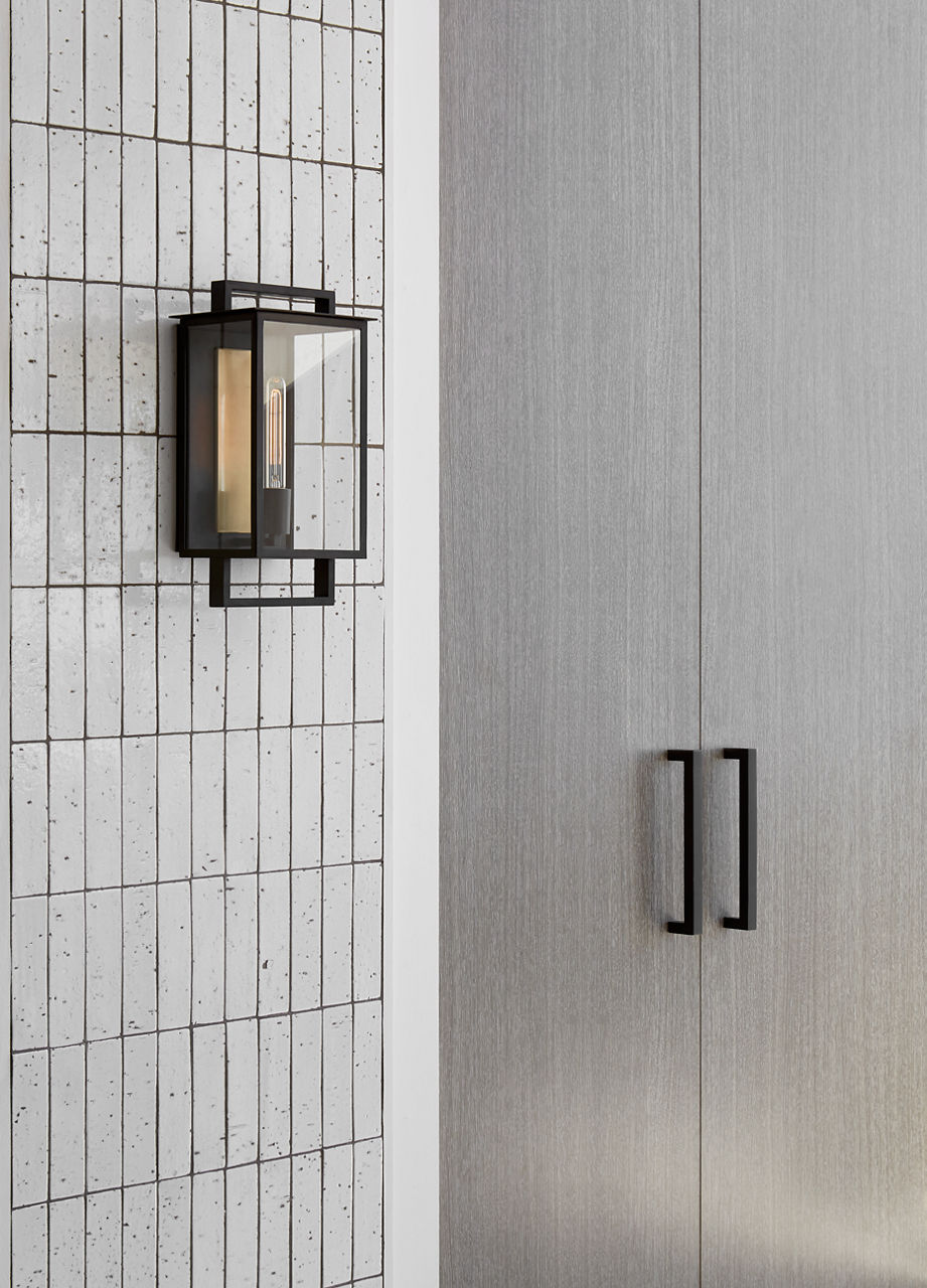 Halle Medium Wall Lantern | Aged Iron | Clear Glass