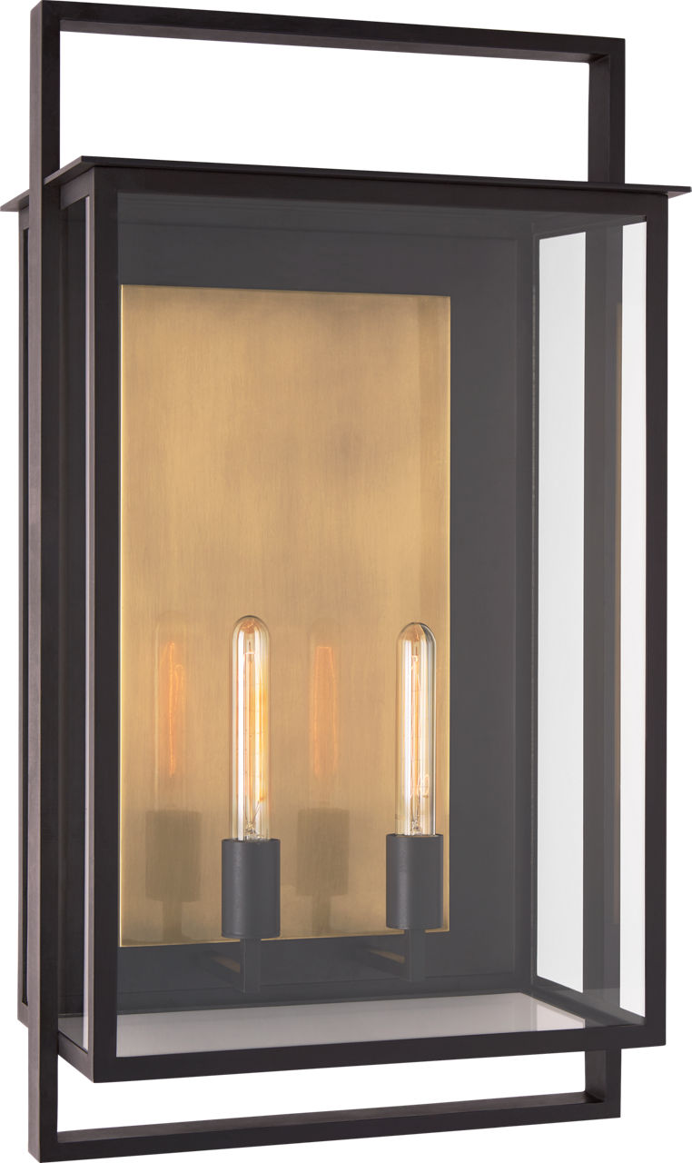 Halle Grande Wall Lantern | Aged Iron | Clear Glass