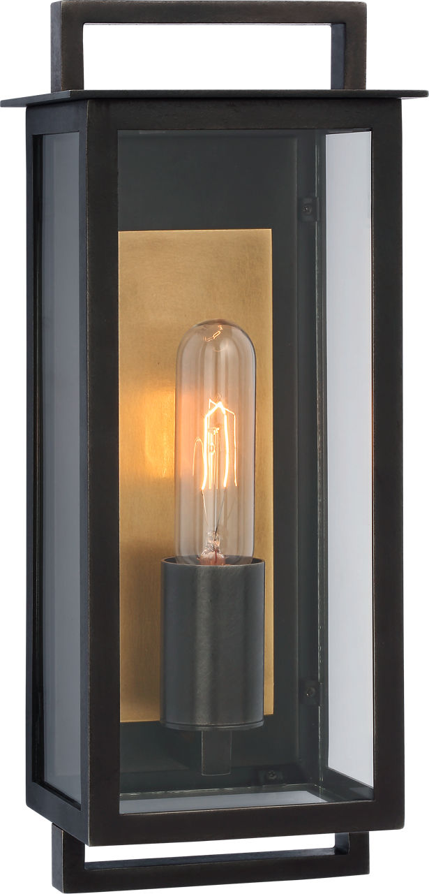 Halle Small Narrow Wall Lantern | Aged Iron | Clear Glass
