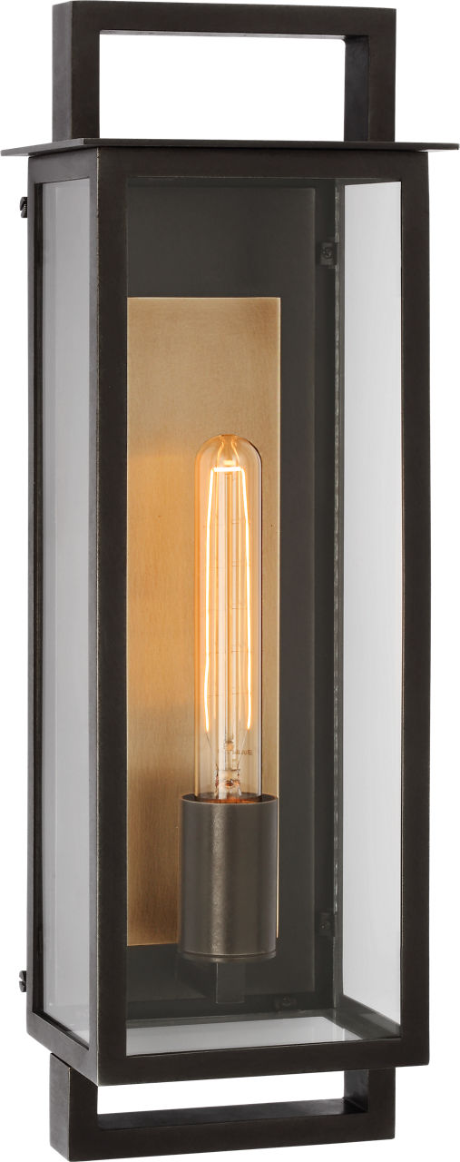 Halle Medium Narrow Wall Lantern | Aged Iron | Clear Glass