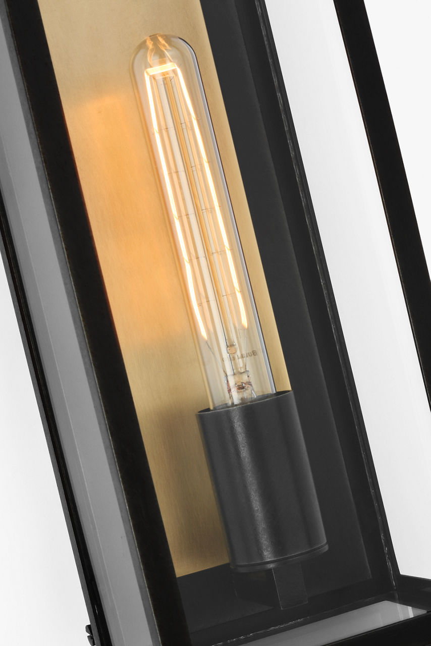 Halle Medium Narrow Wall Lantern | Aged Iron | Clear Glass