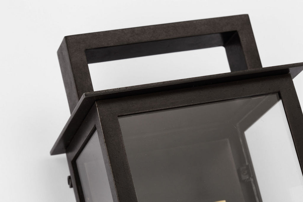 Halle Medium Narrow Wall Lantern | Aged Iron | Clear Glass