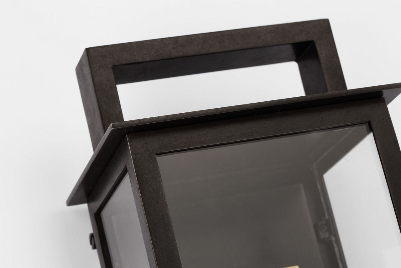 Halle Medium Narrow Wall Lantern | Aged Iron | Clear Glass