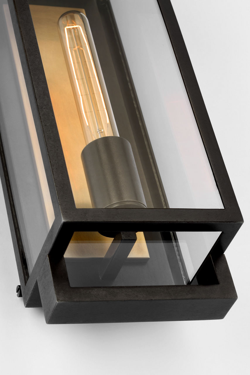 Halle Medium Narrow Wall Lantern | Aged Iron | Clear Glass