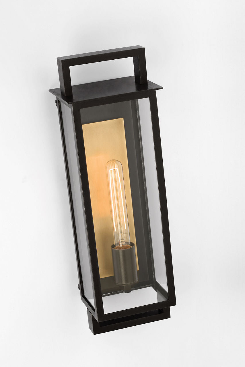 Halle Medium Narrow Wall Lantern | Aged Iron | Clear Glass
