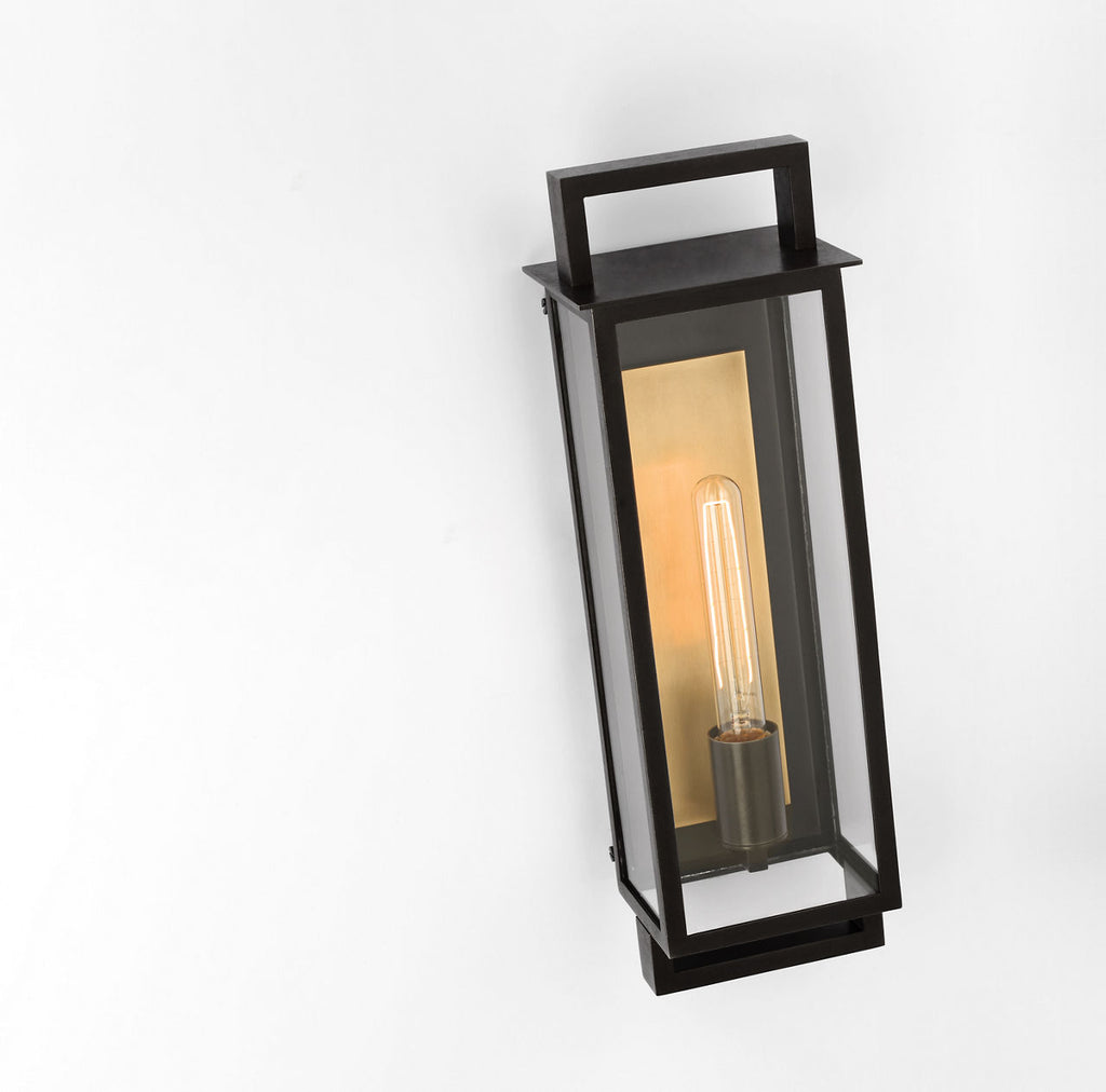 Halle Medium Narrow Wall Lantern | Aged Iron | Clear Glass