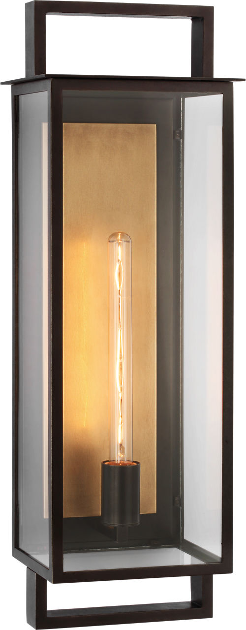 Halle Large Narrow Wall Lantern | Aged Iron | Clear Glass