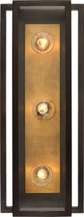 Halle 18" Vanity Light | Bronze and Hand-Rubbed Antique Brass | Clear Glass