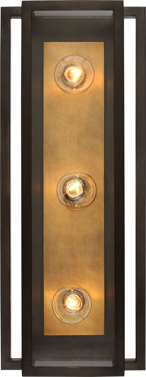 Halle 18" Vanity Light | Bronze and Hand-Rubbed Antique Brass | Clear Glass
