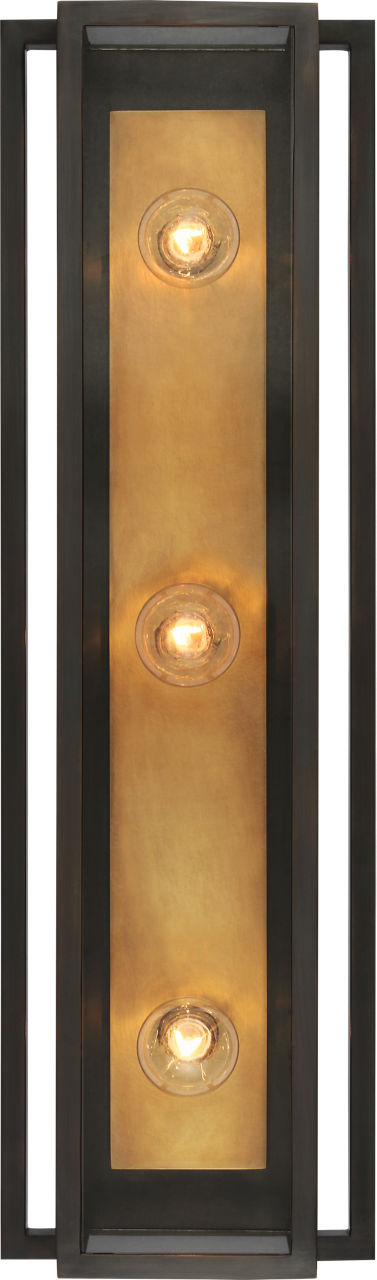Halle 24" Vanity Light | Bronze and Hand-Rubbed Antique Brass | Clear Glass