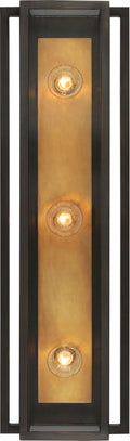 Halle 24" Vanity Light | Bronze and Hand-Rubbed Antique Brass | Clear Glass