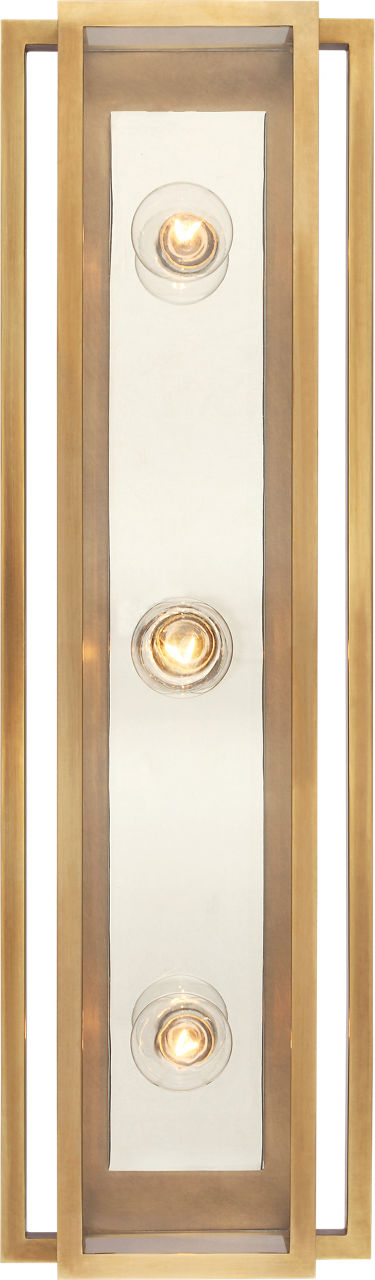 Halle 24" Vanity Light | Hand-Rubbed Antique Brass and Polished Nickel | Clear Glass