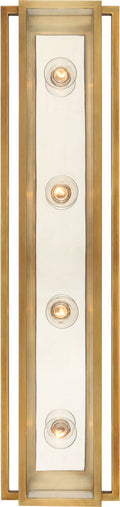 Halle 30" Vanity Light | Hand-Rubbed Antique Brass and Polished Nickel | Clear Glass