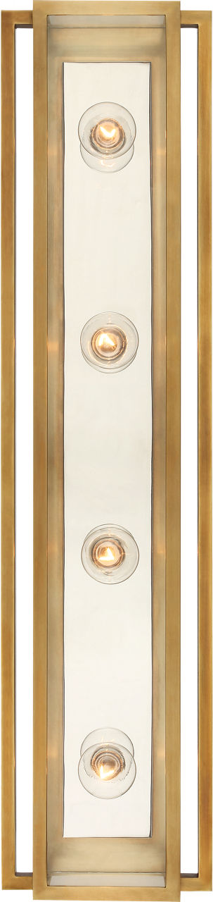 Halle 30" Vanity Light | Hand-Rubbed Antique Brass and Polished Nickel | Clear Glass
