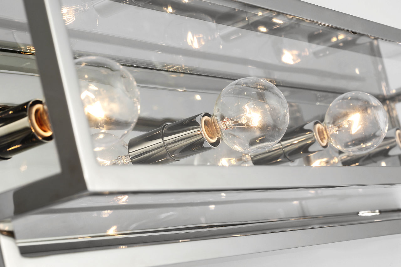 Halle 30" Vanity Light | Polished Nickel | Clear Glass