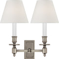 French Double Library Sconce | Antique Nickel | Linen Shades