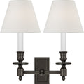 French Double Library Sconce | Bronze | Linen Shades