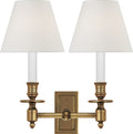 French Double Library Sconce | Hand-Rubbed Antique Brass | Linen Shades