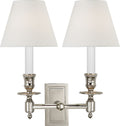 French Double Library Sconce | Polished Nickel | Linen Shades
