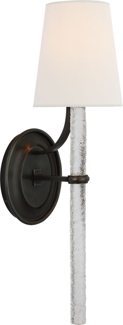 Abigail Large Sconce | Bronze and Clear Wavy Glass | Linen Shade
