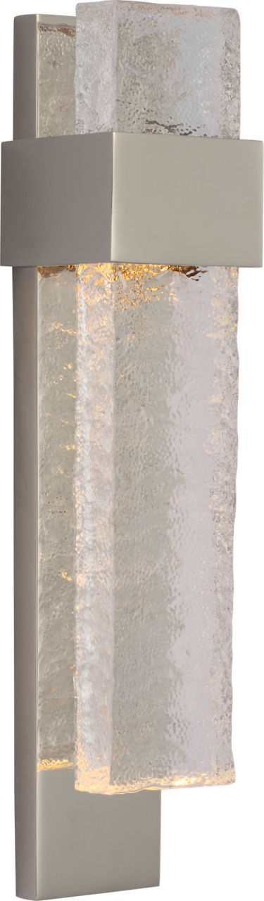 Brock Medium Sconce | Polished Nickel and Clear Wavy Glass